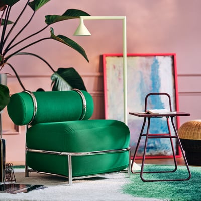 IKEA PS 2026 Easy chair, with inflatable seat/back cushion/Knäbäck bright green