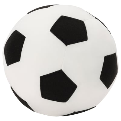 Minkštas futbolas su juodais raštais. Pagaminta iš poliesterio.
